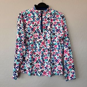 SansSoleil Golf Pullover UV 50+ Cooling Floral Print Long Sleeve Top‎ L